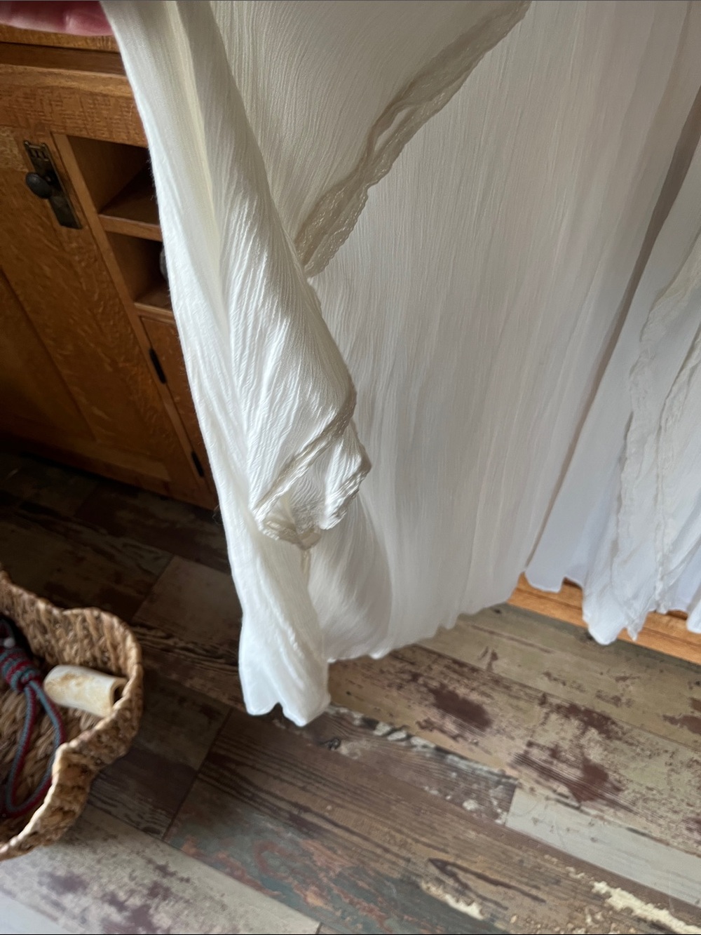 Bohemian Long White Maxi Dress with Button Detail - Picture 6 of 8